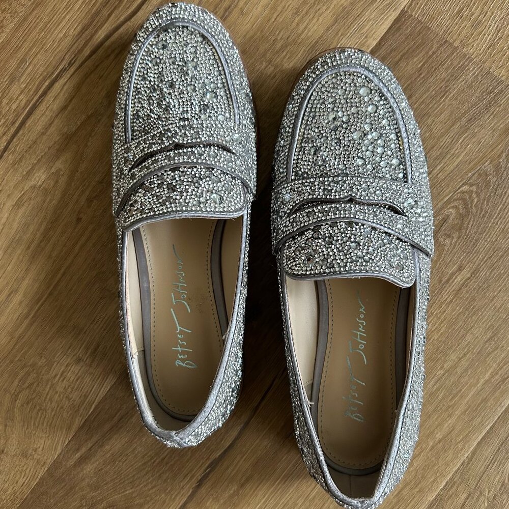 Betsey Johnson Silver Embellished Loafers